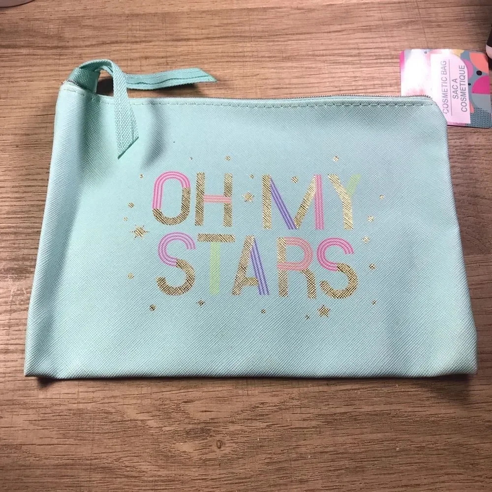 Mint Green 'Oh My Stars' Cosmetic Bag